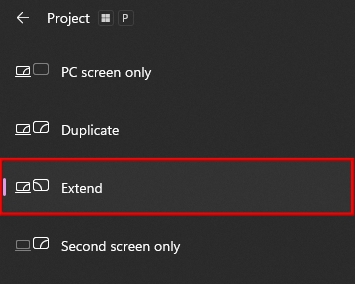 projection settings windows 11