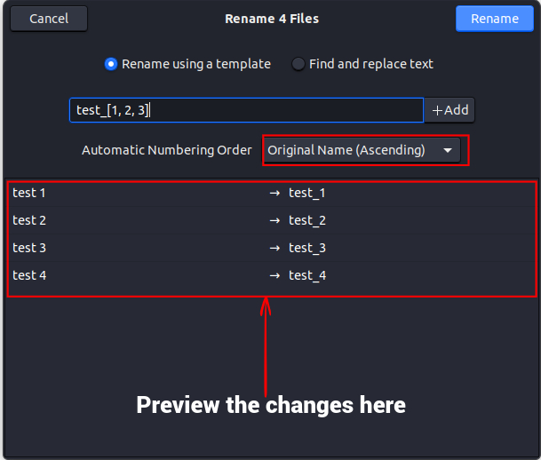 verifying the changes before finally renaming the files