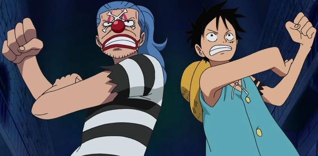 An image of Luffy and Buggy in Impel Down arc.