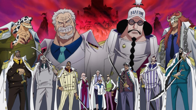 An image of the Commissioned Marine Officers in One Piece.