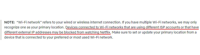 netflix household - primary location - wifi rules
