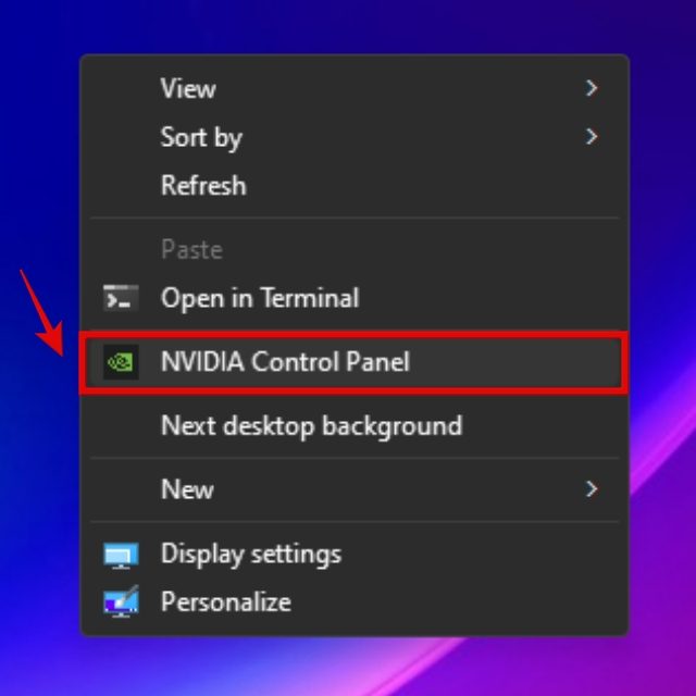 nvidia control panel option