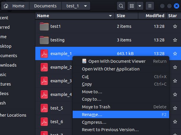 Como renomear um arquivo no Linux em 2023 (4 métodos) 7 Renomear opção no menu do botão direito na GUI