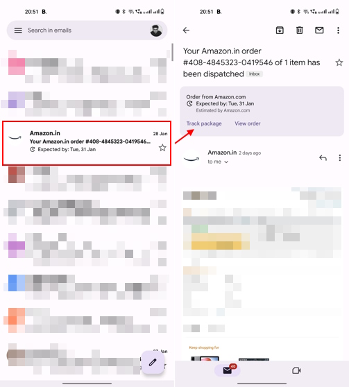 Verfolgen Sie Das Paket In Der Google Mail-App