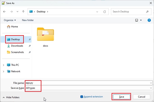 Saving app.py in All types format