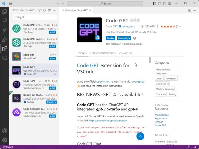 Install and Use CodeGPT in VS Code (2023)