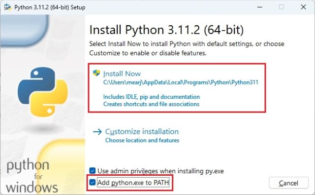 install python