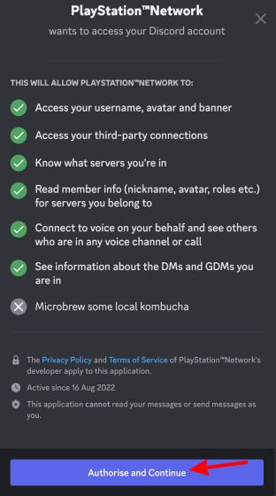 Authorise and continue
