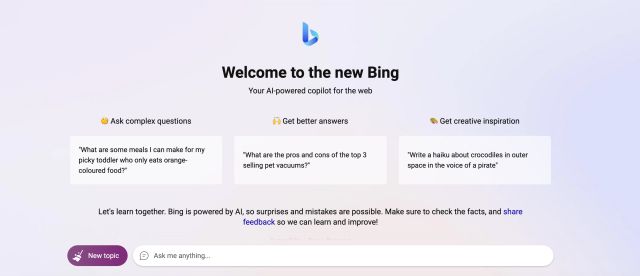 MS Bing examples of artificial intelligence