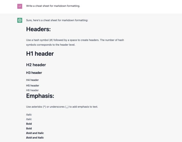 markdown formatting chatgpt best promots 