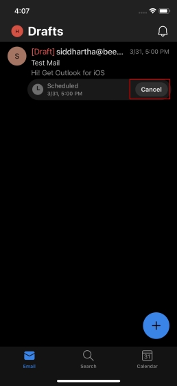 Edit or Delete Scheduled Emails in Outlook on iPhone