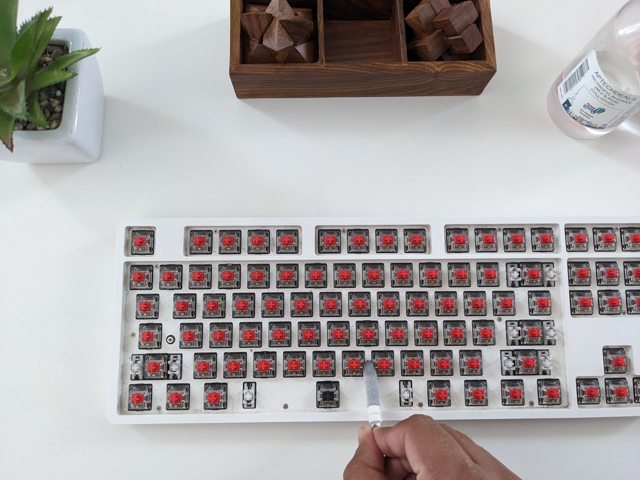 Clean between the switches.