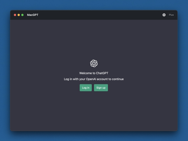 ChatGPT Homepage - Mac Menu Bar