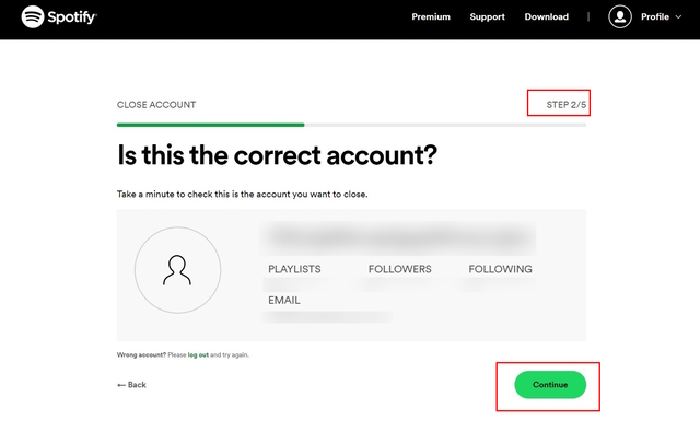 Spotify Account Delete Page