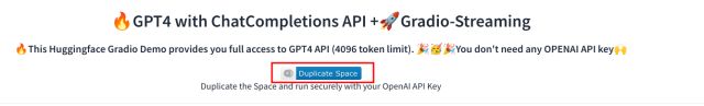 Duplicate Space button on HuggingFace