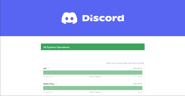 Discord Server Status page