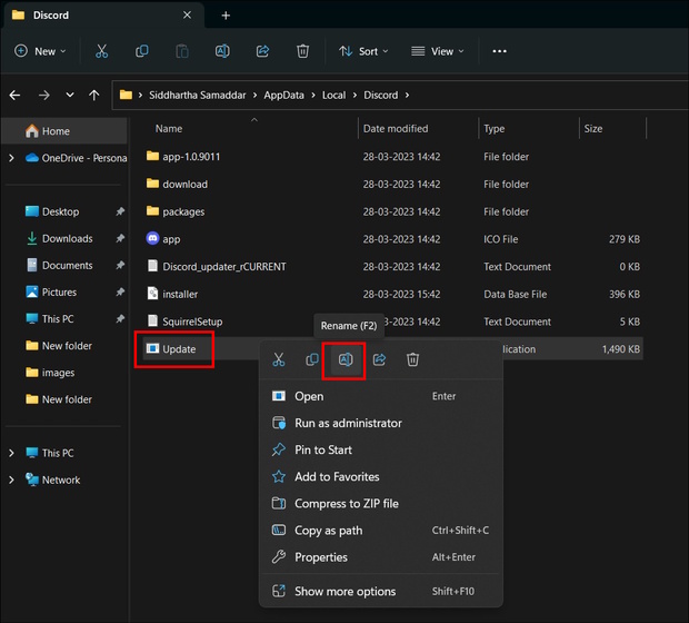 Renaming Discord Update File