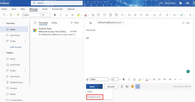 Schedule Email in Outlook