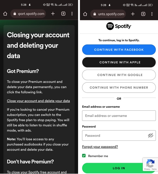 Spotify account deletion