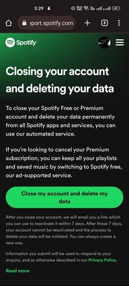 Spotify Account deletion