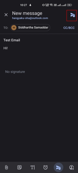Schedule email in outlook on Android