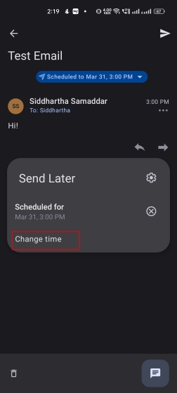 Edit and Reschedule emails in Outlook for Android