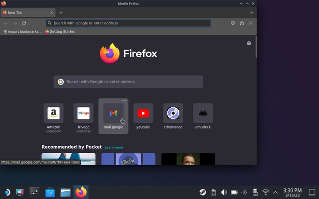 Firefox Open G-Mail To Send Screenshots from Steam Deck