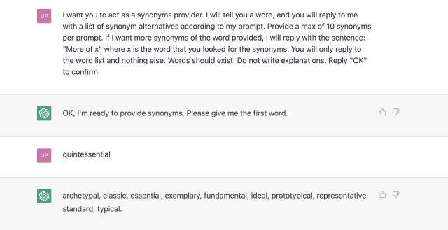 chatgpt prompts gpt synonyms provider