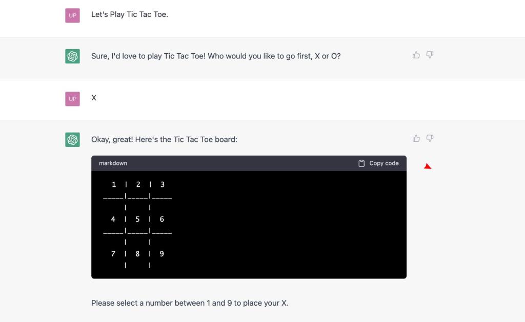 Tic Tac Toe ChatGPT