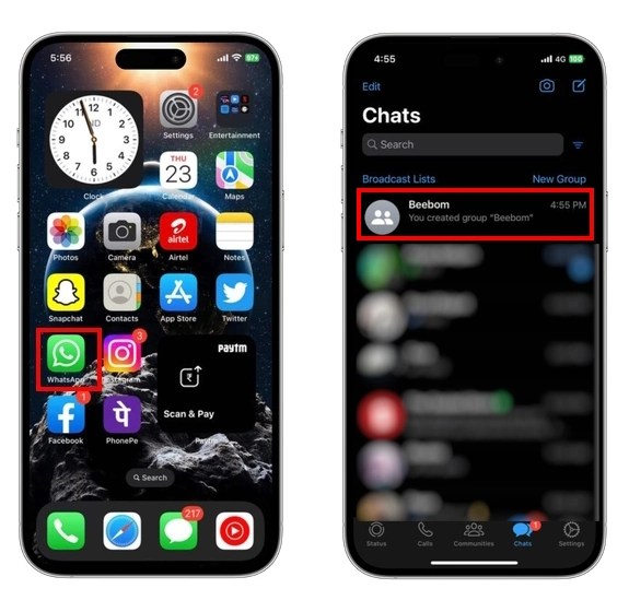whatsapp を開き、グループ チャットに移動します。