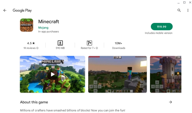 Play store hot sale game minecraft