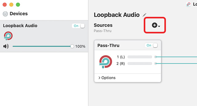 adicionar nova fonte no dispositivo virtual de loopback
