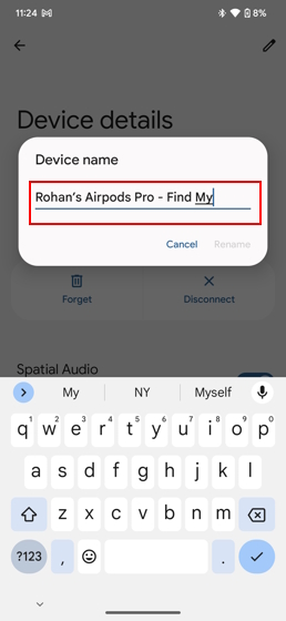 Change AirPods name on Android