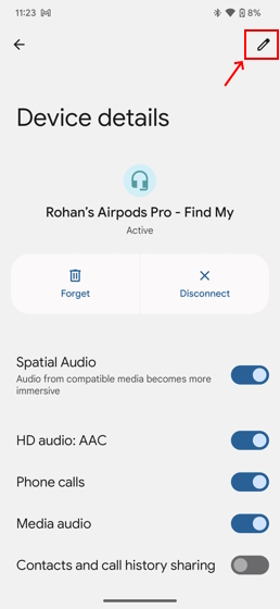 Change AirPods name on Android