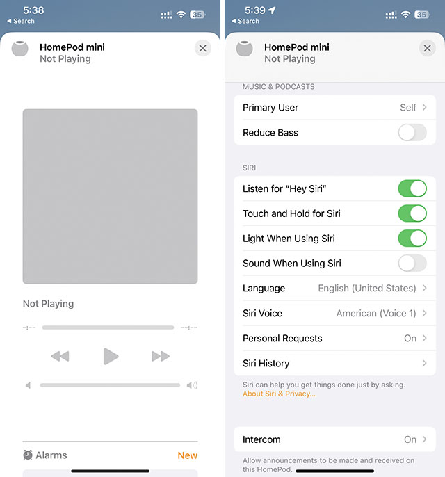 I Made My Non-HomeKit Accessories Work with the Apple Home App and You Can Too | The Paradise controlling the HomePod mini using the Apple home app