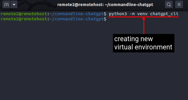 creating new virtual environment for ChatGPT in Linux