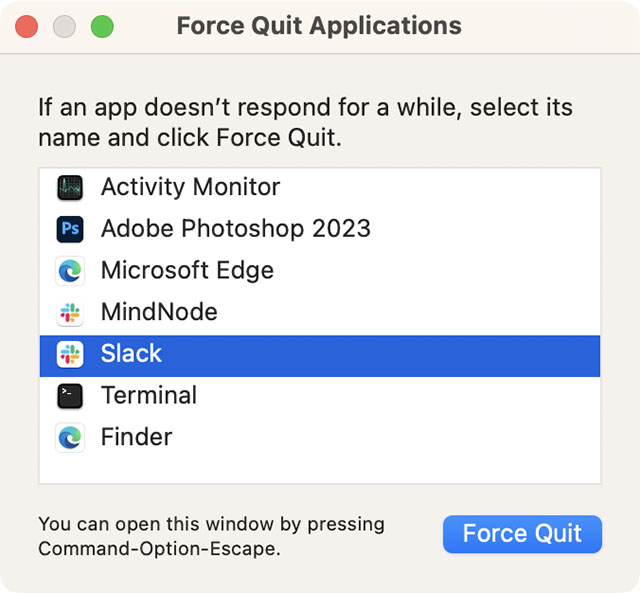 force quit apps dialog box in mac