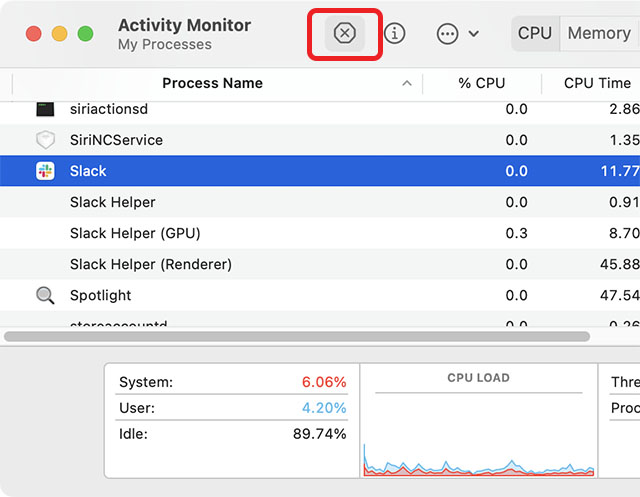 force quit apps using the activity monitor on mac