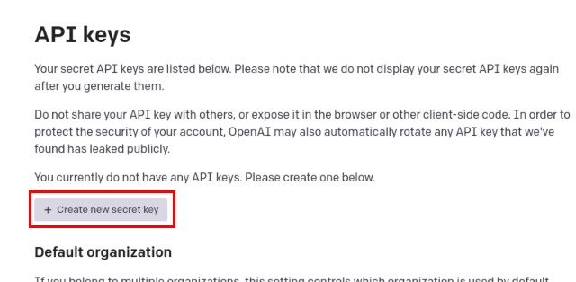 Generating new OpenAI API Keys