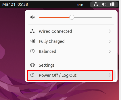 Power Off option in System menu for Gnome