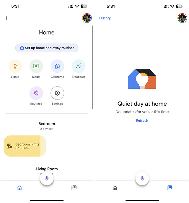 a screenshot of the Google home app on iPhone to showcase its user interface