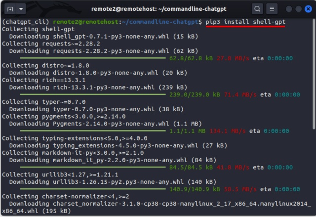 installation de ShellGPT à l'aide de pip - chatgpt linux