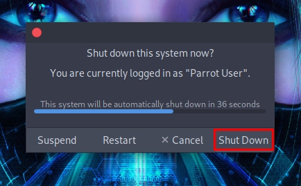 Shutdown dialog box in MATE