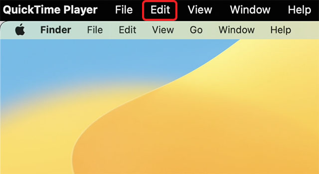 quicktime edit option menu bar