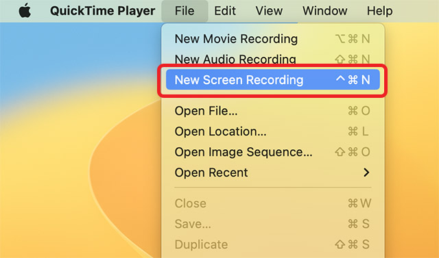 quicktime player start new screen recording