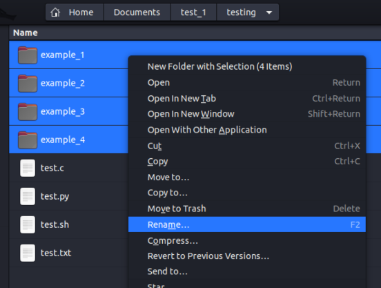 right click menu to rename diretories