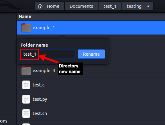 renaming single direcotry in file manager