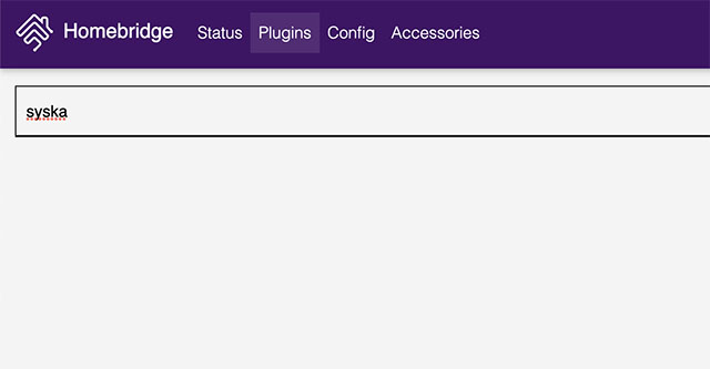 searching for syska plugin in homebridge