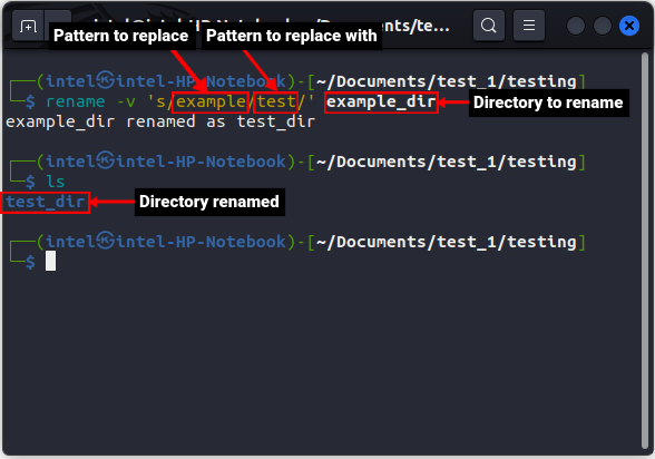 renaming single directory using rename command