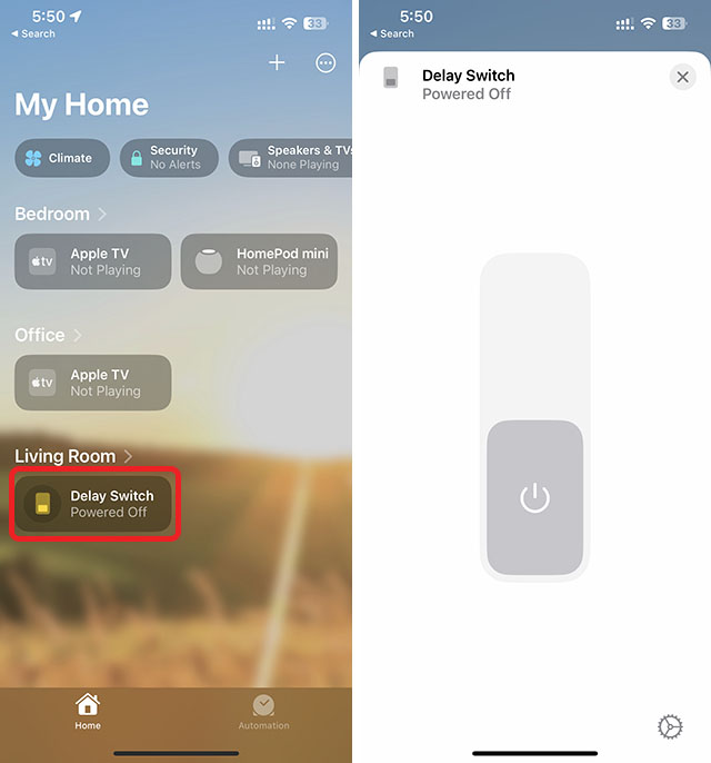 I Made My Non-HomeKit Accessories Work with the Apple Home App and You Can Too | The Paradise the creatively named delay switch in the Apple home app